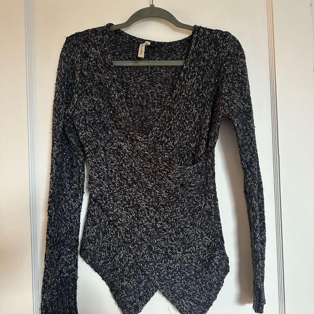 Knit Sweater with cross over wrap